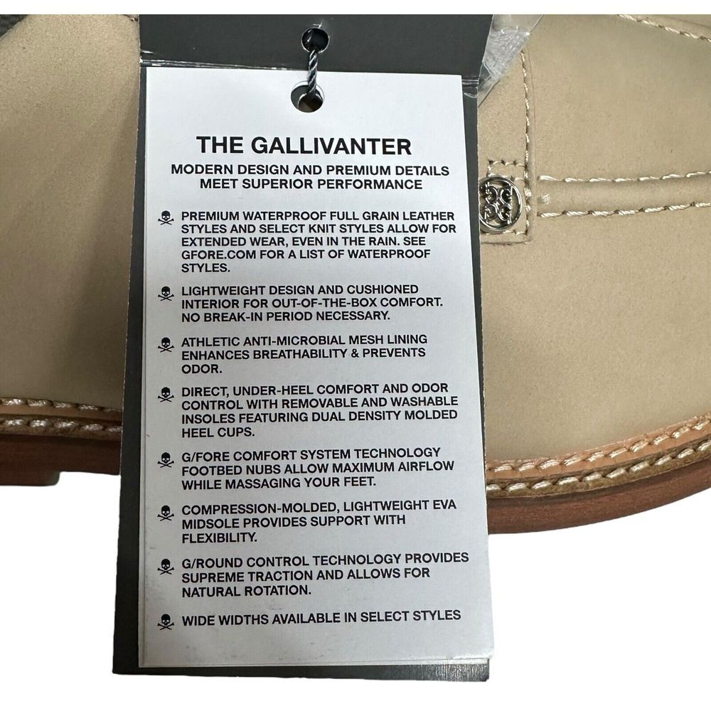 G/FORE Gallivanter Split Toe Waterproof Golf Shoe 9.5 Leather G4MA23EF14-STN - Picture 13 of 14
